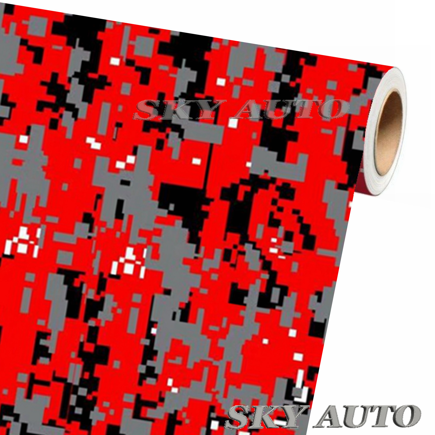 ( 1FT x 5FT ) DIGITAL RED Camouflage Vinyl Car Wrap Film Sheet