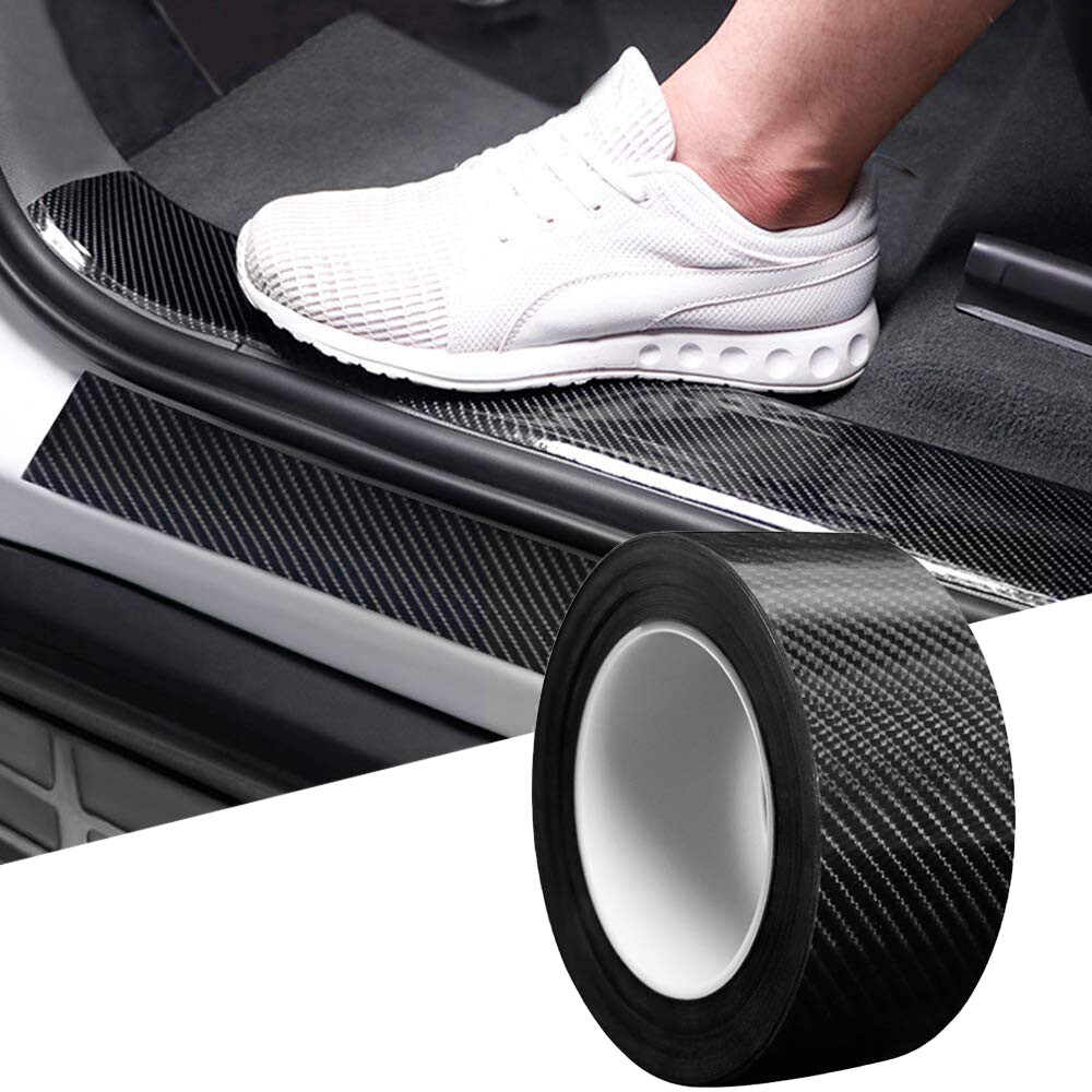 10ft Carbon Fiber Adhesive Tape Car Door Sill Protector Strip Anti Scratch Scuff