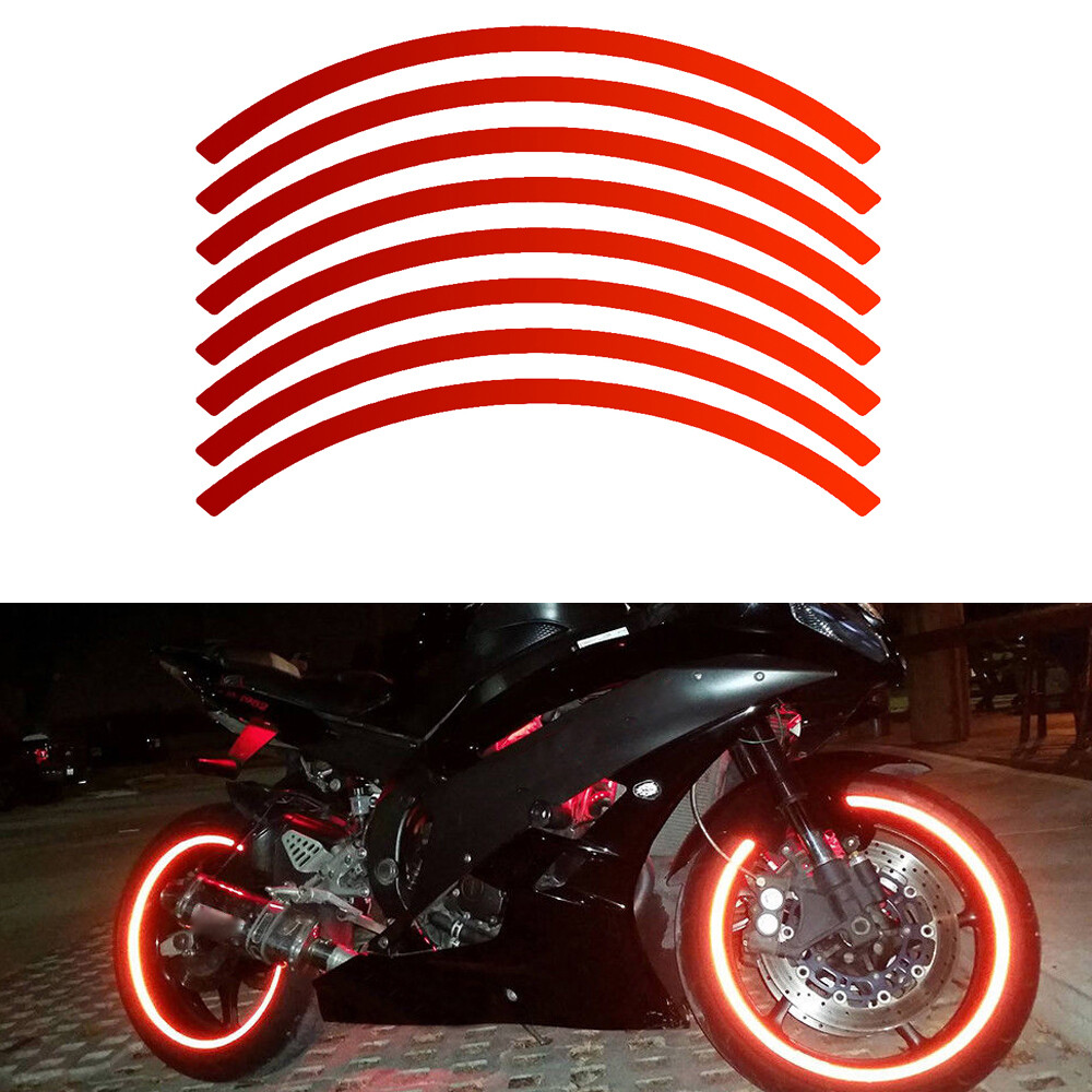 Red Reflective Car Wheel Rim Stripe Vinyl Decal Stickers Set Accessories For 18″