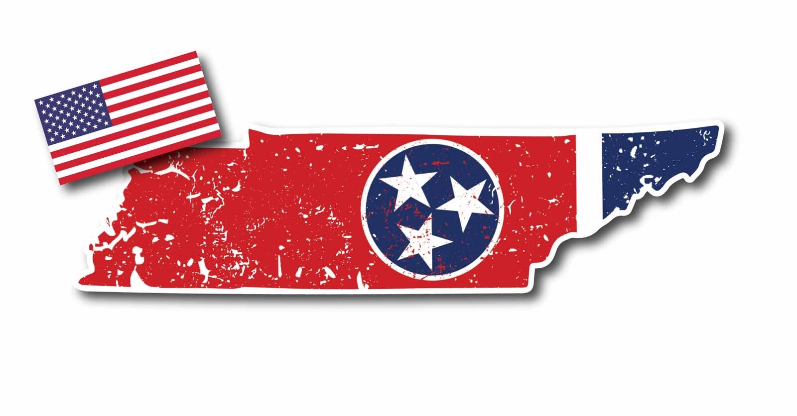 Distressed Tennessee State Flag Silhouette Decal Sticker |1.5″ x 6″|