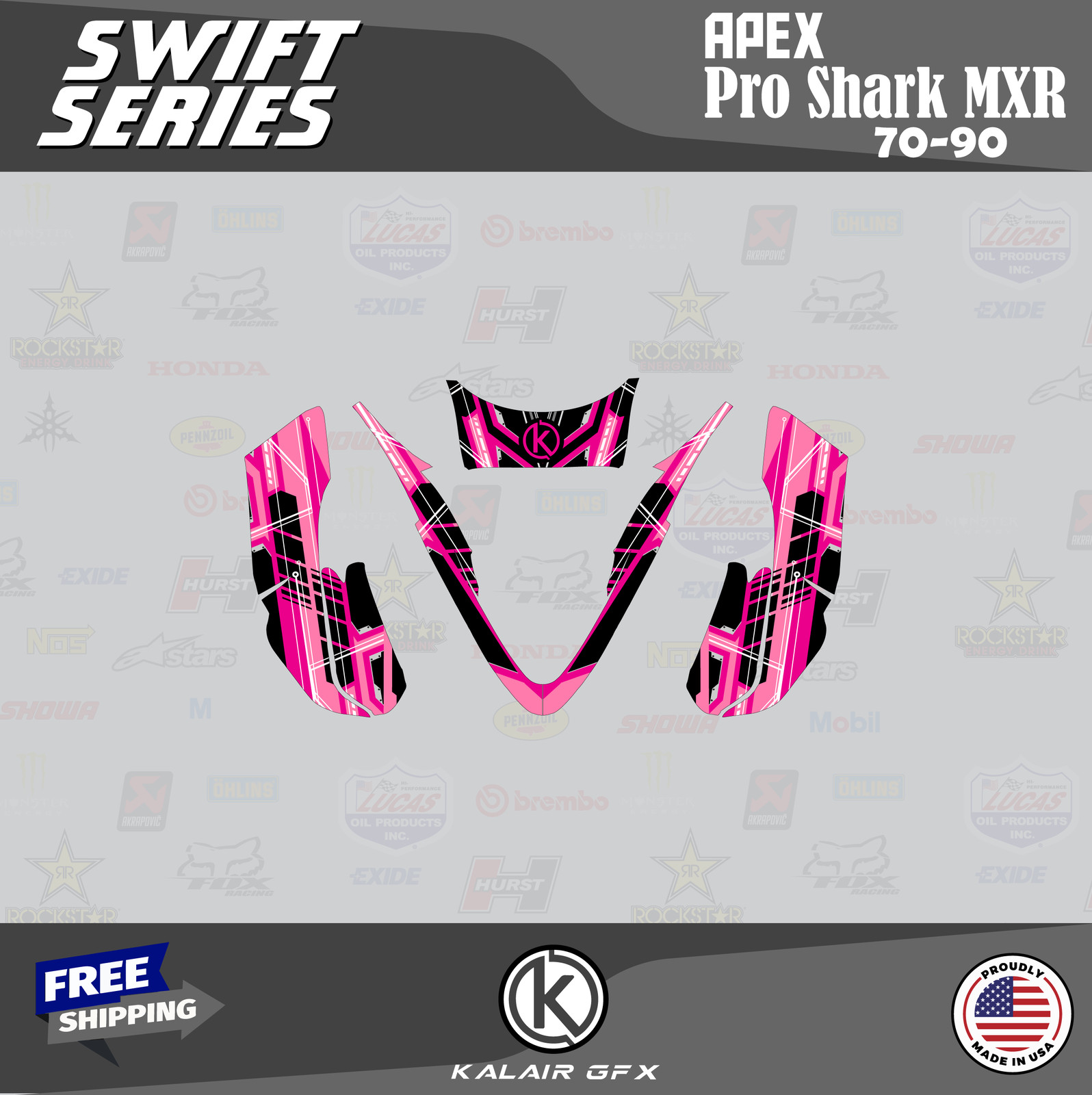 Graphics Kit for APEX Pro Shark MXR 70 90 Swift-pink