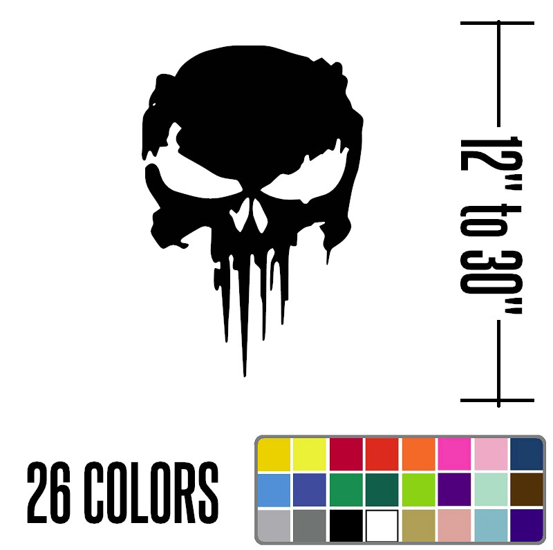 12″ to 30″ Large Distressed Punisher Skull Decal Sticker Vinyl Car Truck – SK7