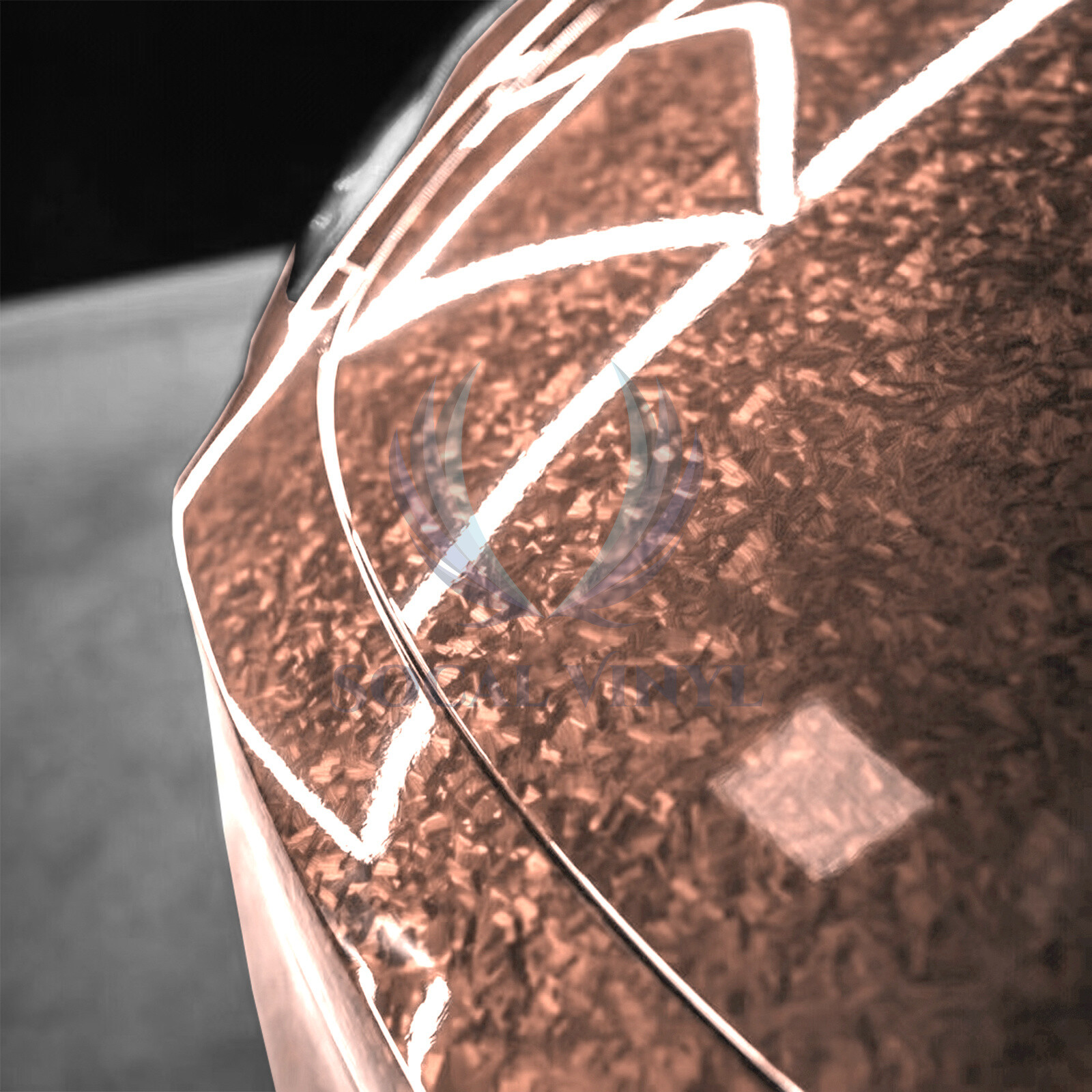 24K Chopped Forged Carbon Fiber Gloss Rose Gold Vinyl Wrap Sticker Decal Sheet
