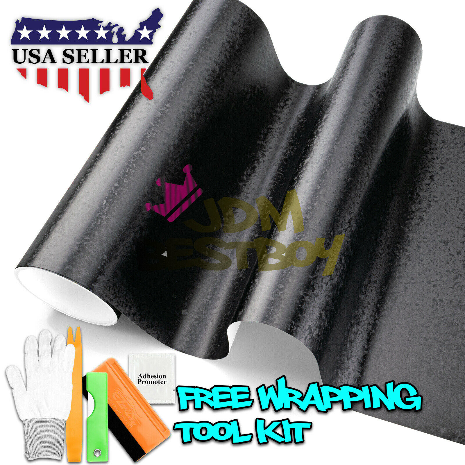 3D Forged Matte Black Textured Carbon Fiber Vinyl Wrap Bubble Free Air Release