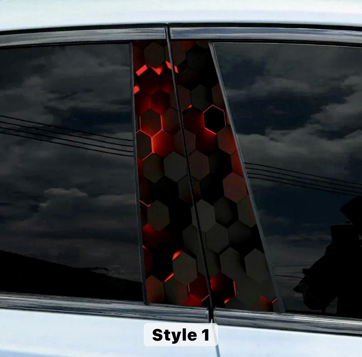 🚨SALE!!! 1 Pair Car Window Pillar Sticker Design Honeycomb Graphic