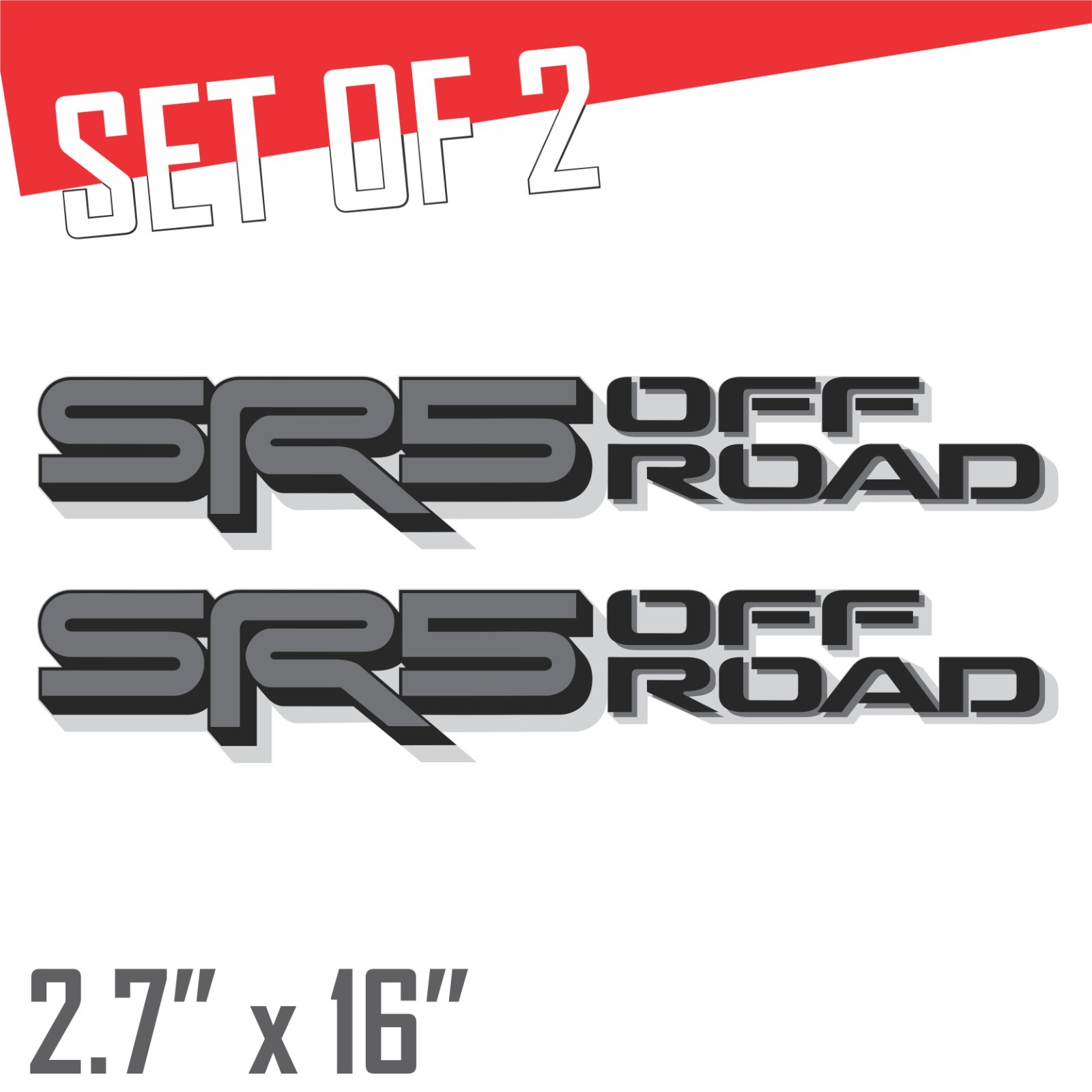 SR5 Offroad Stickers, Toyota Tundra 3rd Gen (2022+), 2 Pack Set , Back, Silver