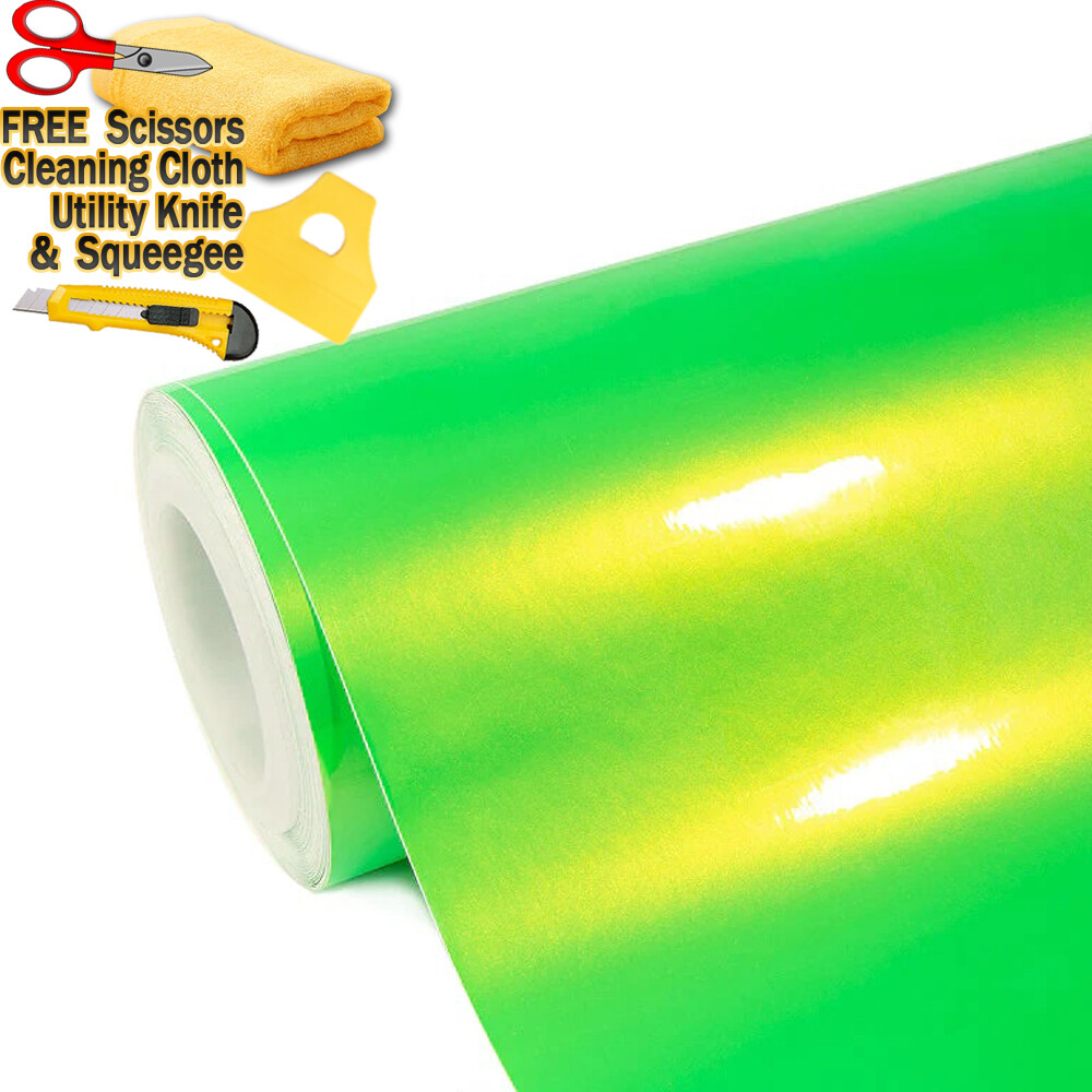 Apple Green Gloss Metallic Glitter Vinyl Film Wrap Sticker Decal Air Bubble Free