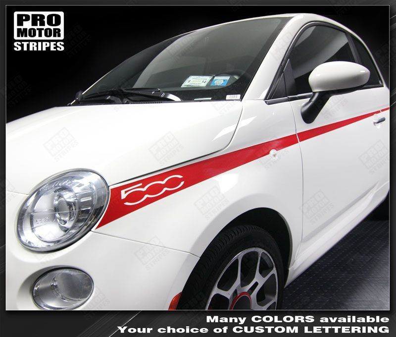 Fiat 500 2007-2015 Upper Body Javelin Side Stripes Decals (Choose Color)