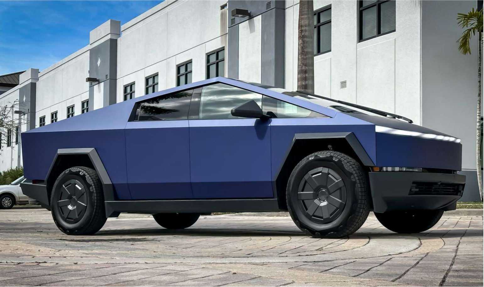 Tesla Cybertruck Full Body DIY PreCut PET Vinyl Wrap Color Metallic Night Blue
