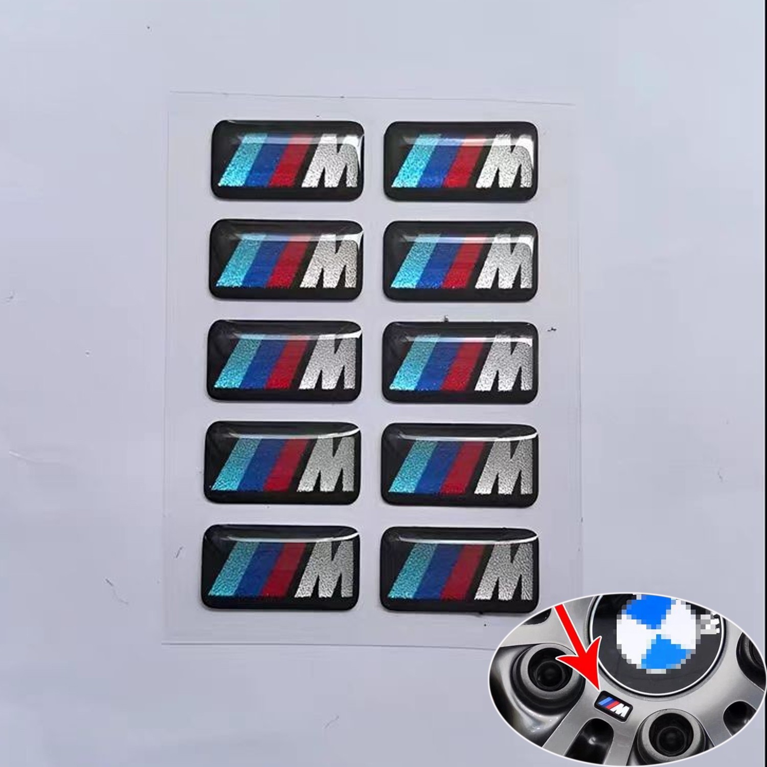 17MM X 9MM FOR BMW WHEEL M BADGE STICKER EMBLEM Decorative DECAL 10PCS