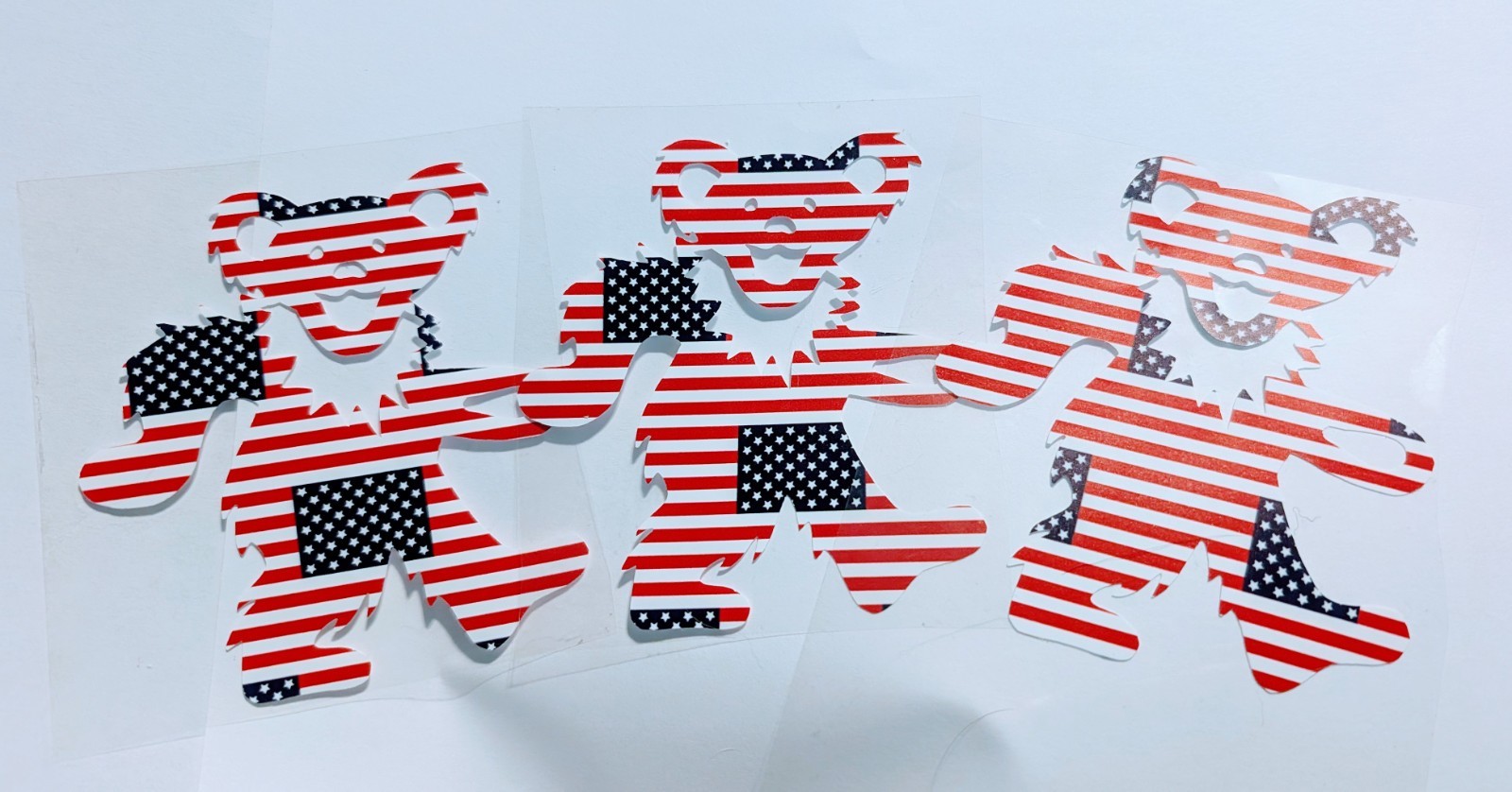 Dancing Bear Vinyl Decal Rainbow USA Patriotic American Flag Sticker