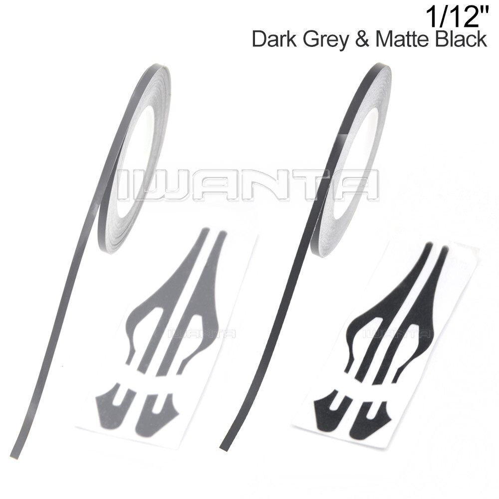 1/12″ 2mm Dark Grey & Matte Black Pinstriping Pin Stripe DIY Vinyl Decal Sticker