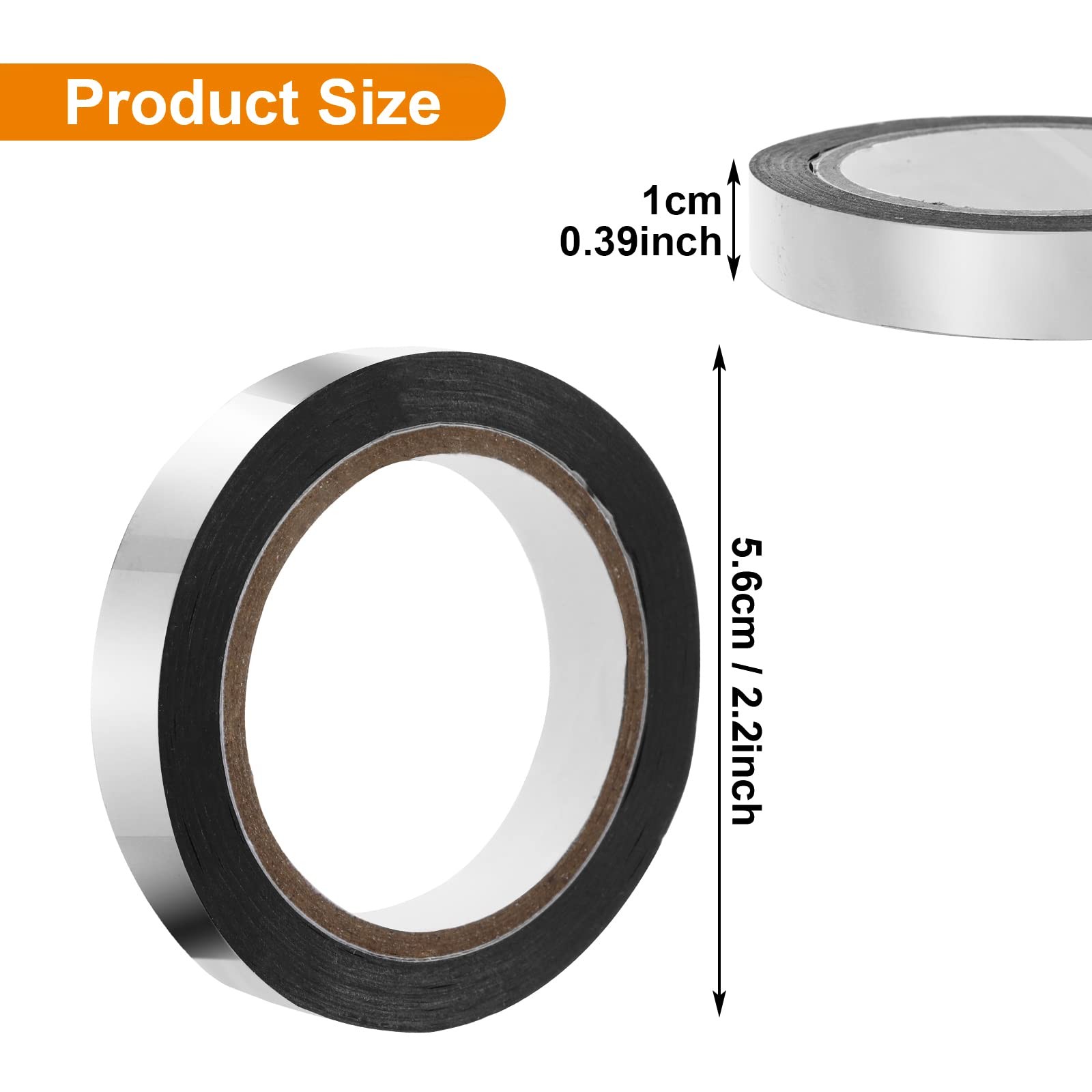 Grevosea 4 Rolls Metallic Mirror Tape, 65Ft DIY Graphic Art Tape 65Ft, Silver