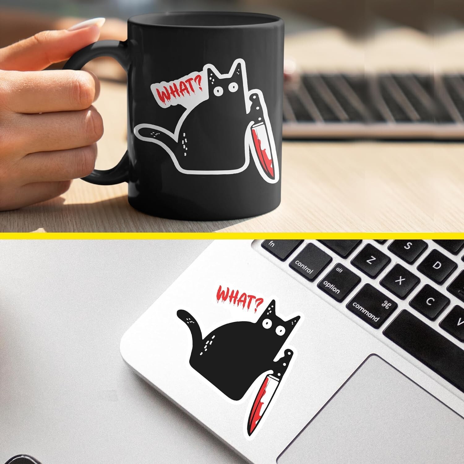 Funny Cat Sticker (3 Pack) – Fade Resistant – Waterproof Black Cat Sticker