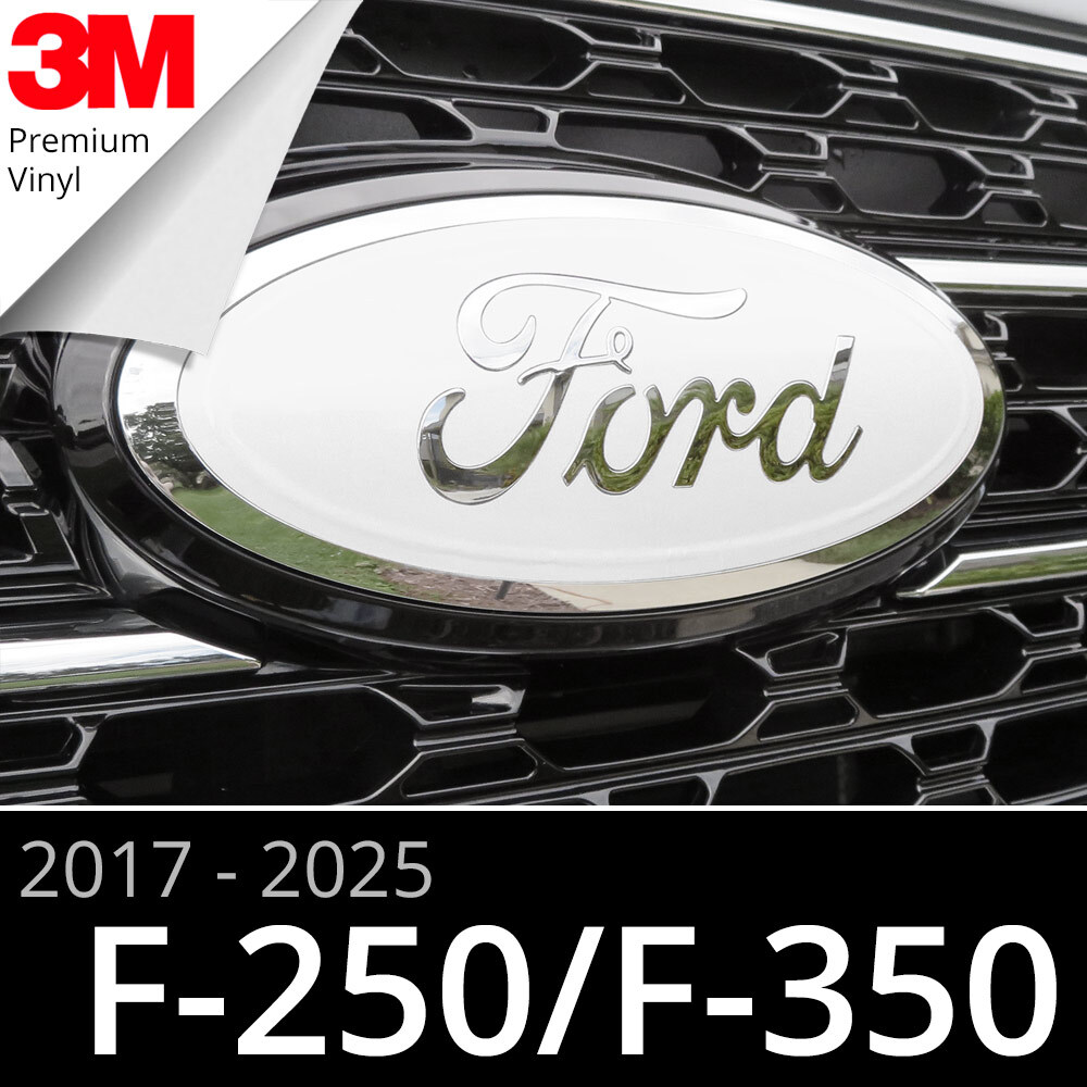 2017-2025 Ford F250/F350 Emblem Overlay Insert Decals – White (Set of 2)