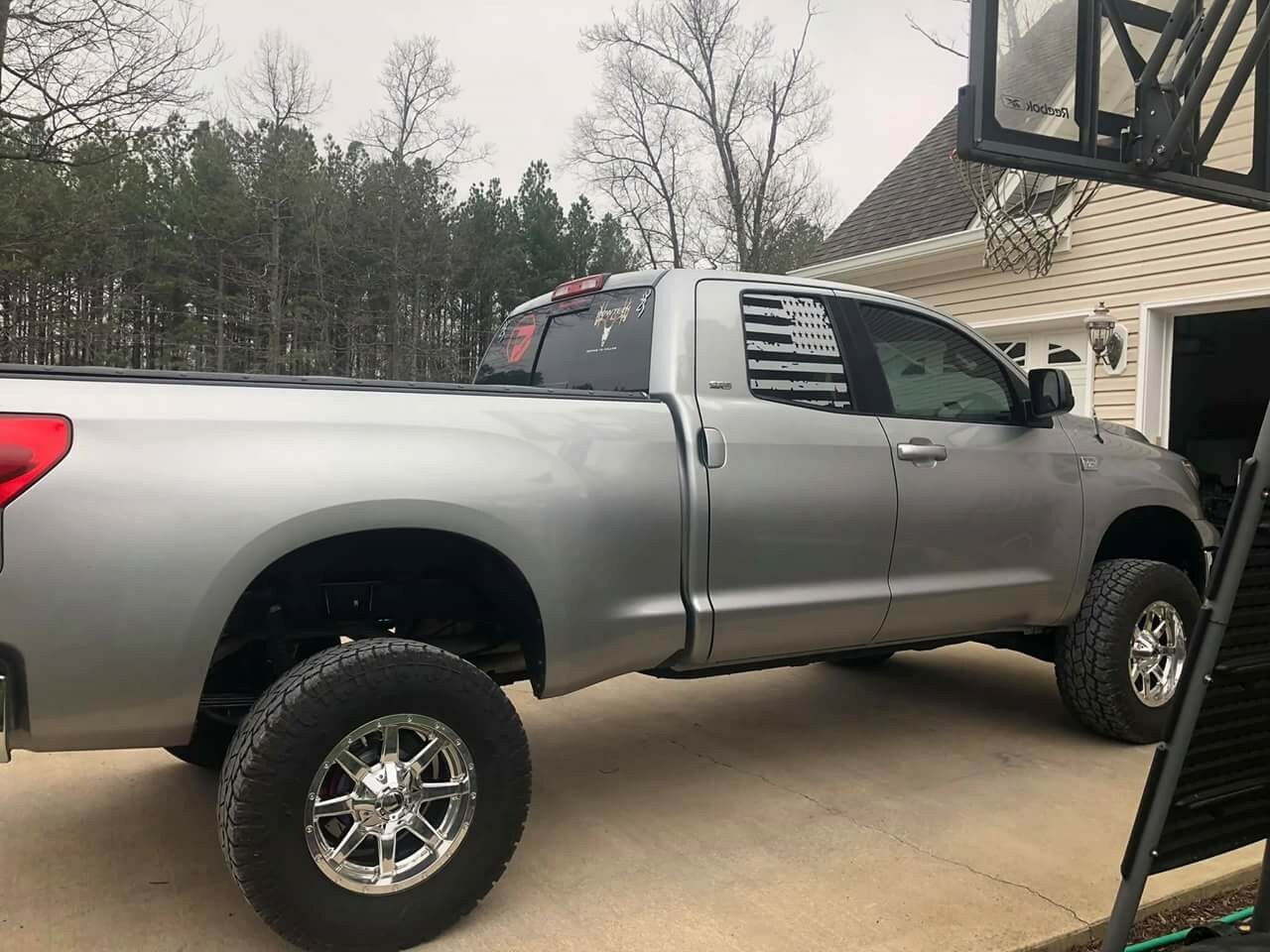 Toyota Tundra Double Cab Side window Tattered American Flags Graphics