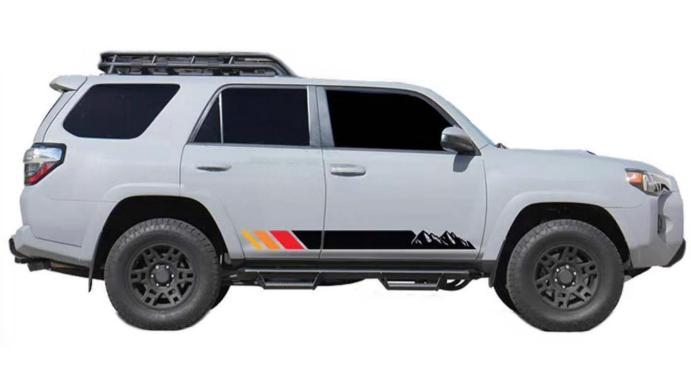 Graphic Side Skirt Stripe Mountain Sticker Kit For Toyota 4Runner Car Door Decal