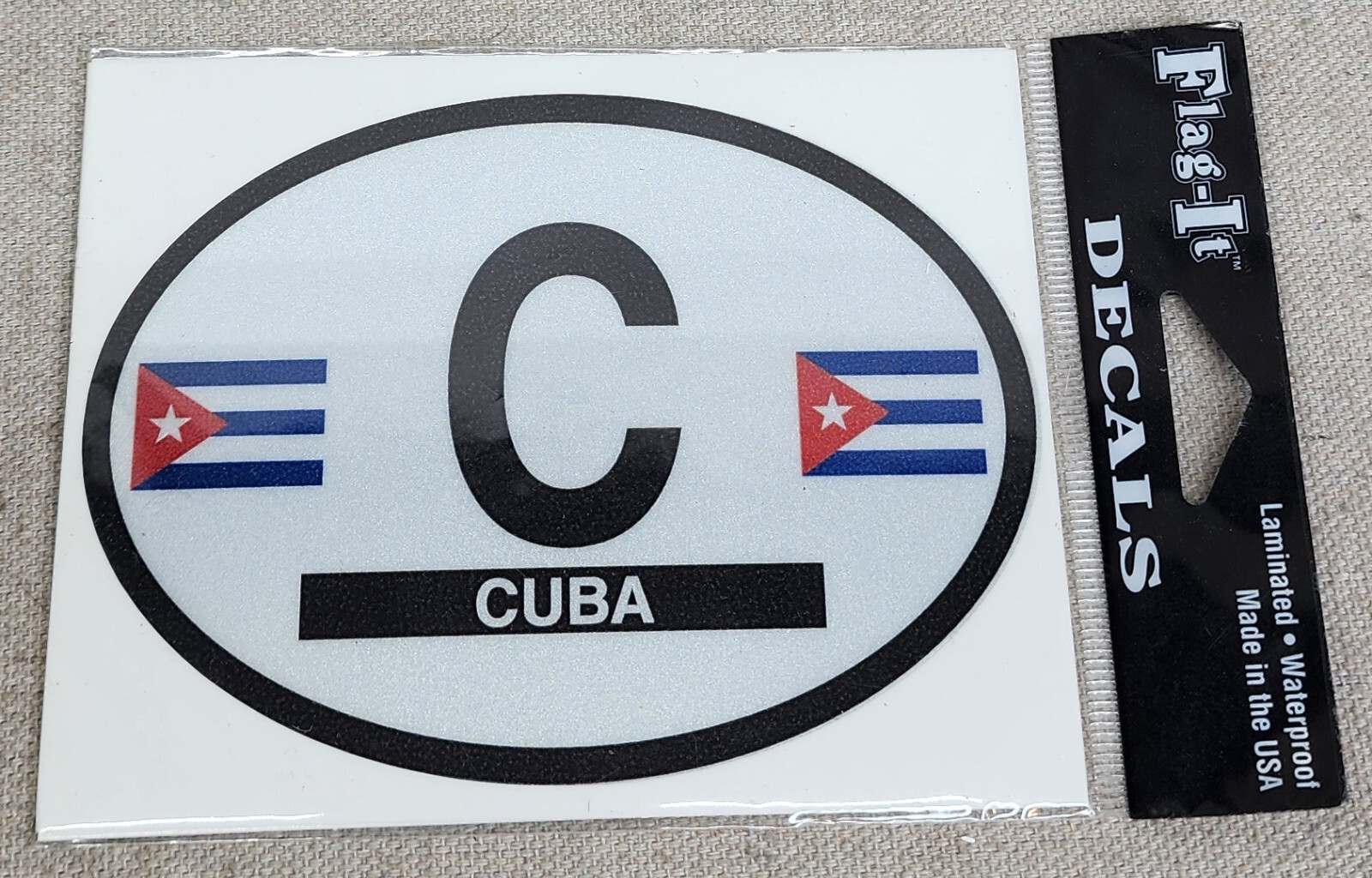 NEW Cuba Flag-It Oval Reflective Decal Sticker Auto RV Bumper Country Flag
