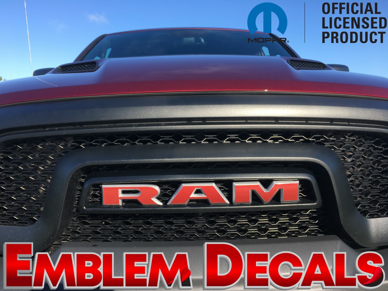 RAM 1500 Grill Emblem Decals REBEL 2016 2017 2018 SOLID COLORS AND USA DESIGN