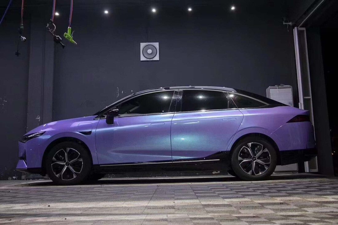 Purple Violet to Laser Green, Glossy Vinyl Car Wrap 5’x59’ Roll Chameleon Candy