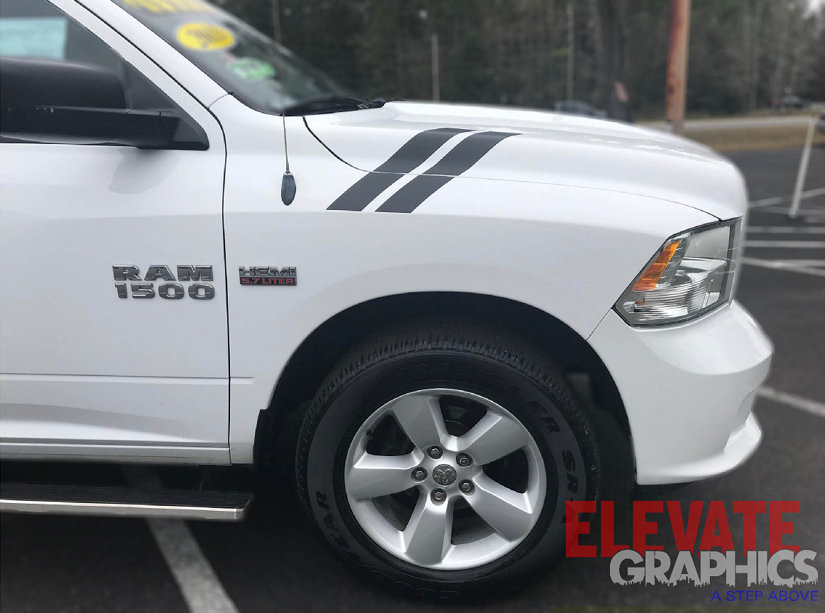 Fits Dodge Ram 1500 Side Hash Mark Stripes Decals Double Bar Graphics For 00-21