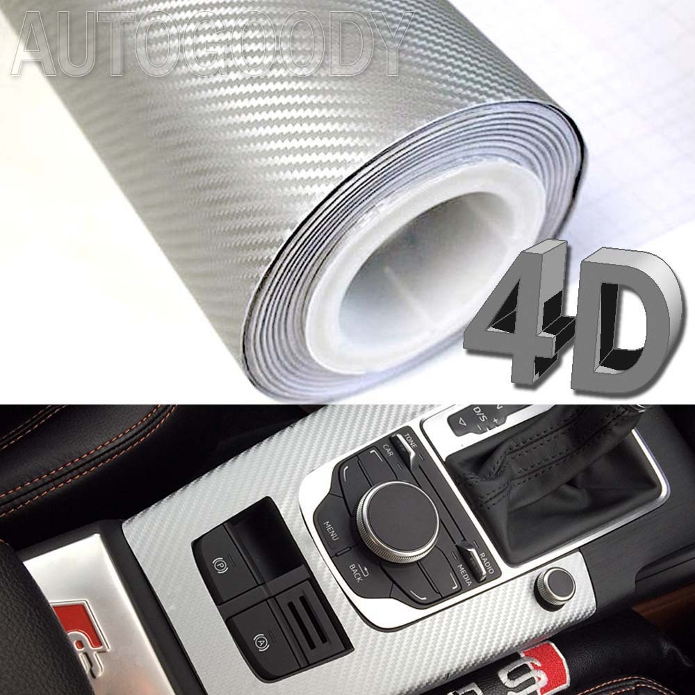 92ft x 5ft Gloss SILVER Carbon Fiber 4D Vinyl Film Air Bubble Free 1104″ x 60″