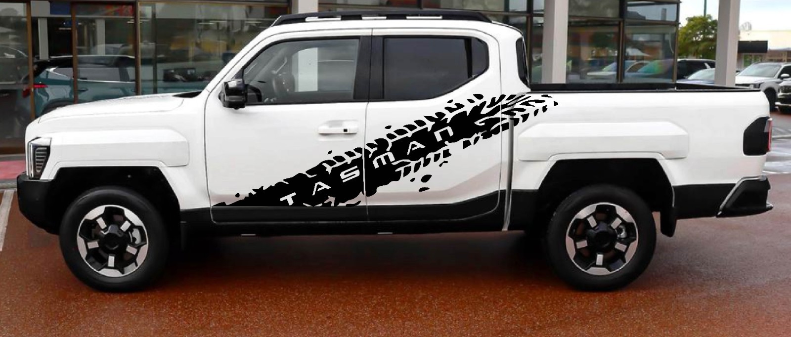 Kia Tasman Tyre Track Side Door Decals Any Colour Stickers Premium Graphics