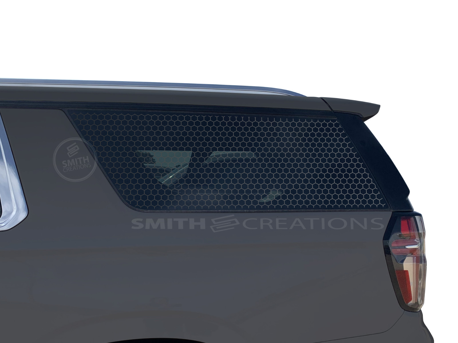 Fits 2021-2026 Chevy Suburban Rear Side Window Hexagons Weeded Out Theme Decal