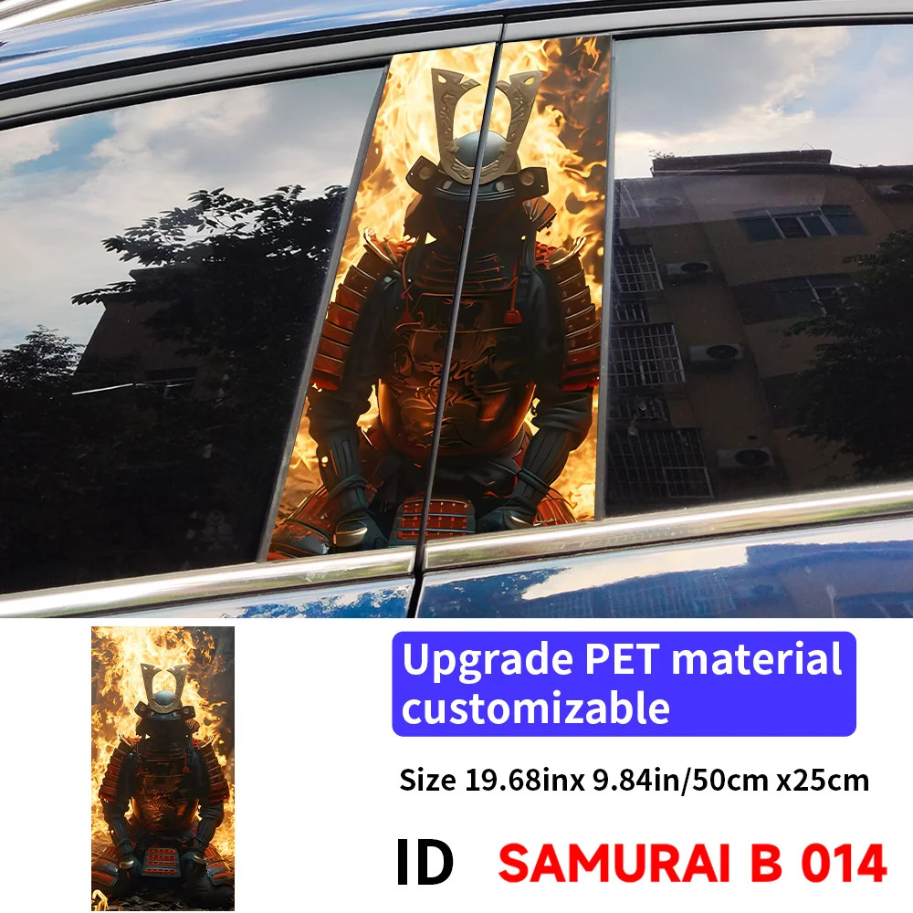 2PCS Warrior Samurai Car B Pillar Waterproof Sunscreen Decor Cover Scratches