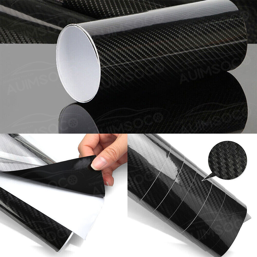 Black Carbon Fiber 12×60 inches 5Years Car Wrap Vinyl Roll with Air Release