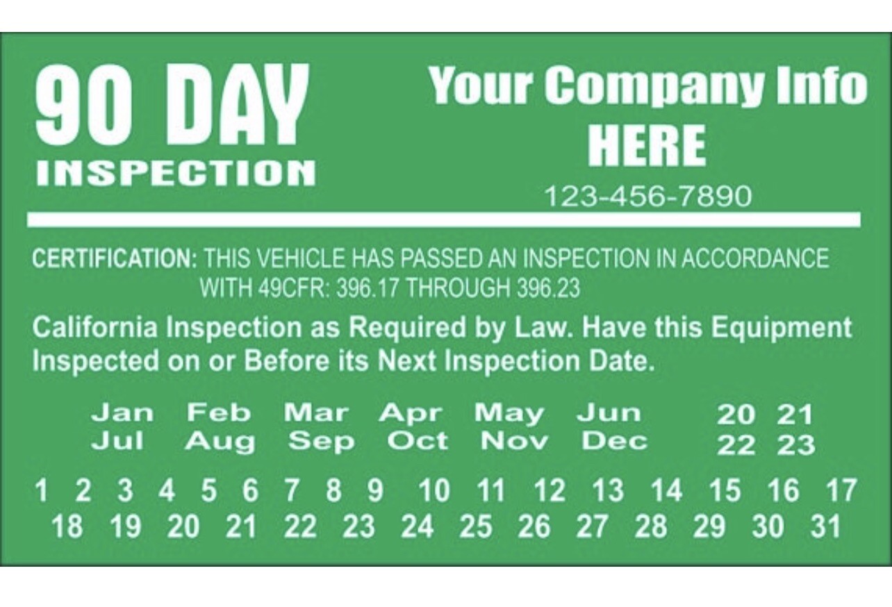90 Days DOT Vehicle Decal Inspection, Set Of 50 Stickers. Vehicle Label.