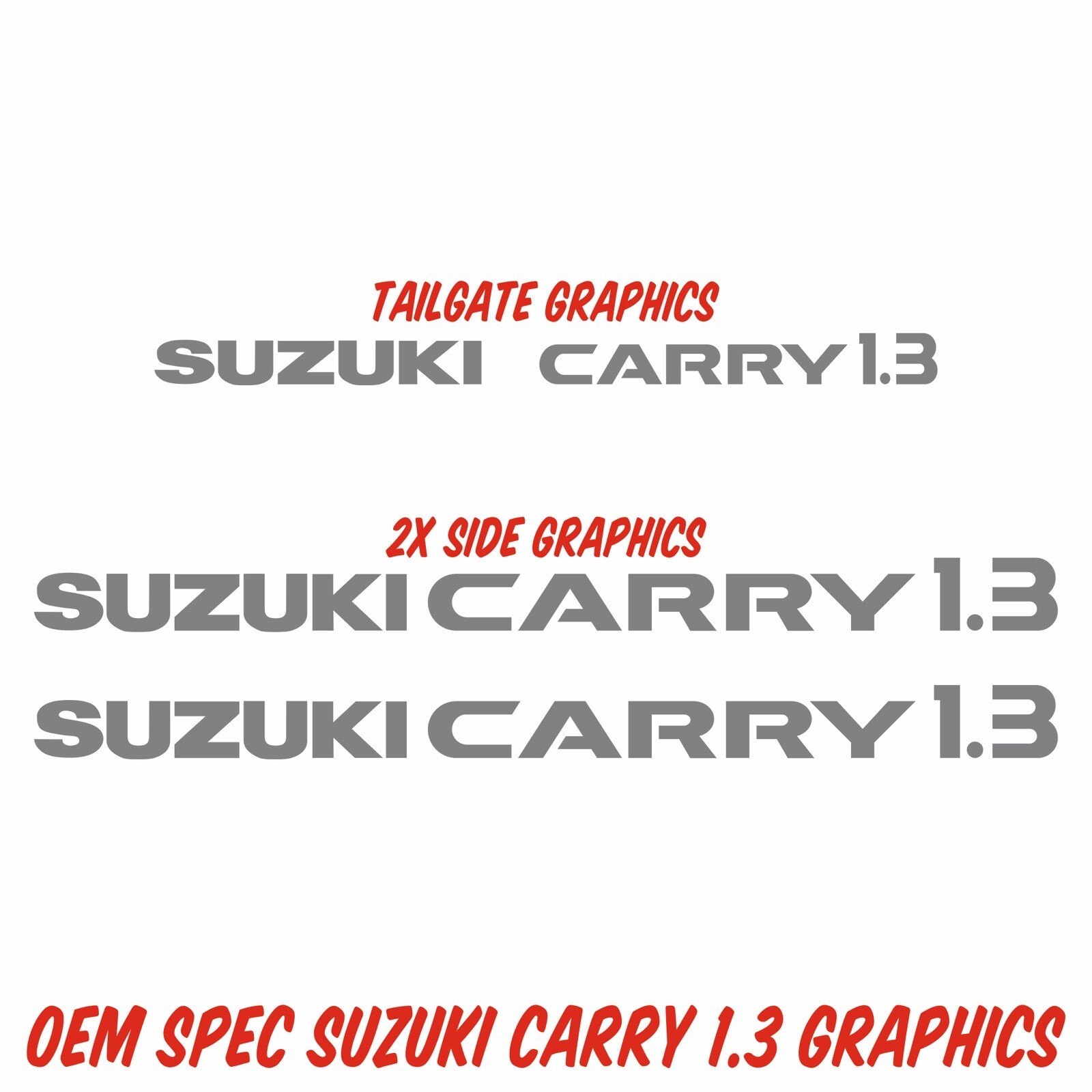 Suzuki Carry 1.3 Van OEM Spec Decals Stickers Graphics Repro Silver FULL SET