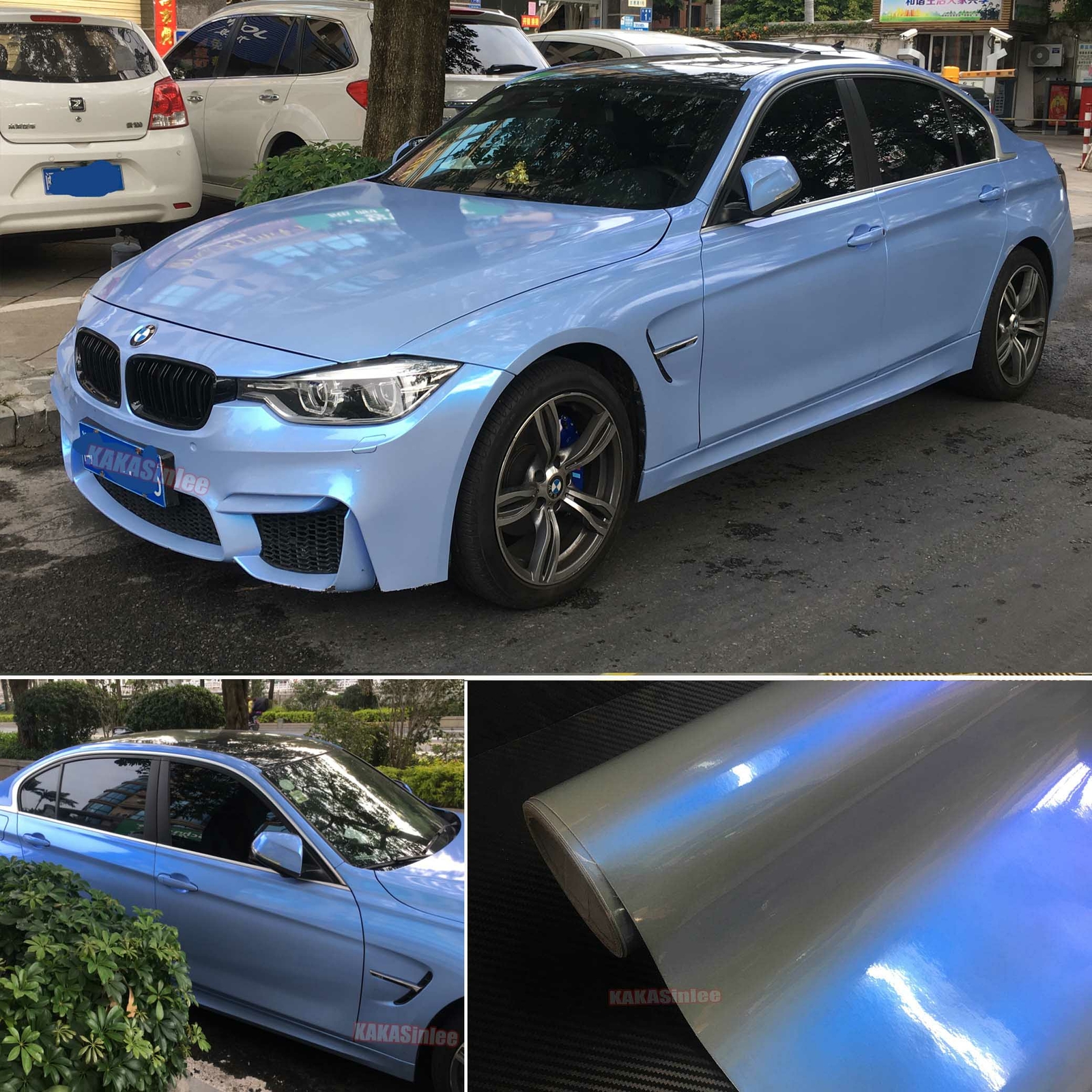 Grey to Blue Chameleon Pearl Metallic Glossy Chrome Car Vinyl Wrap Sticker CFUS