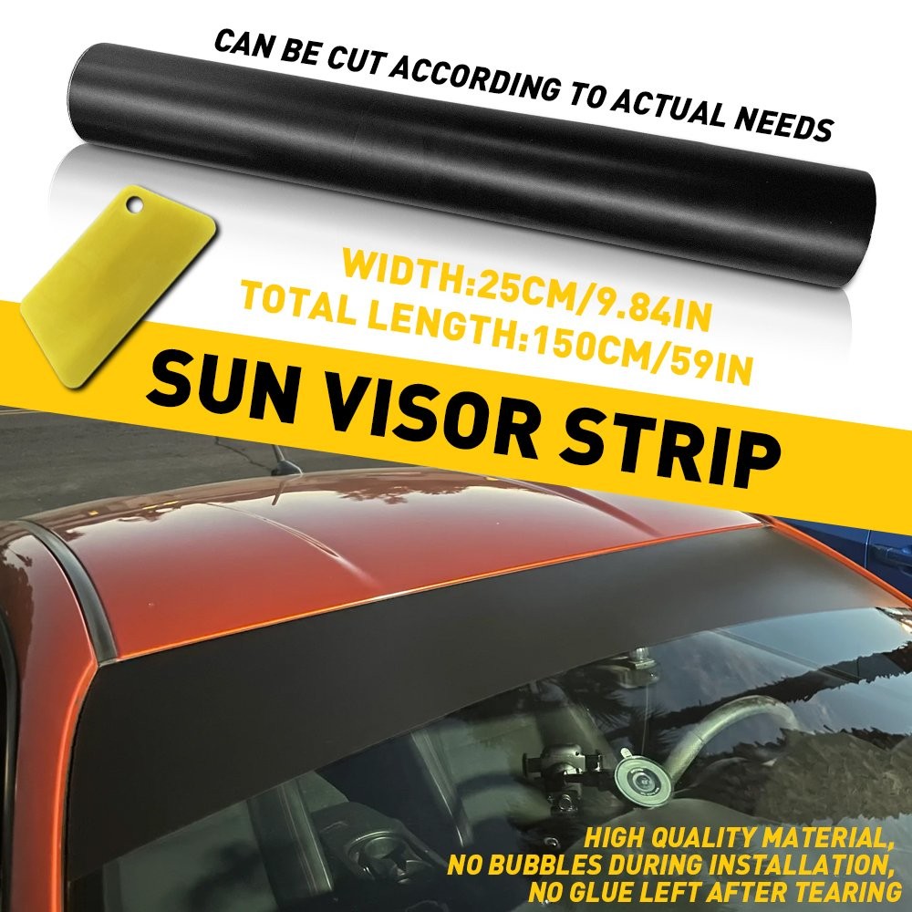 Car Sun Visor Strip Tint Film Front Windshield UV Shade Banner Matte Black NEW