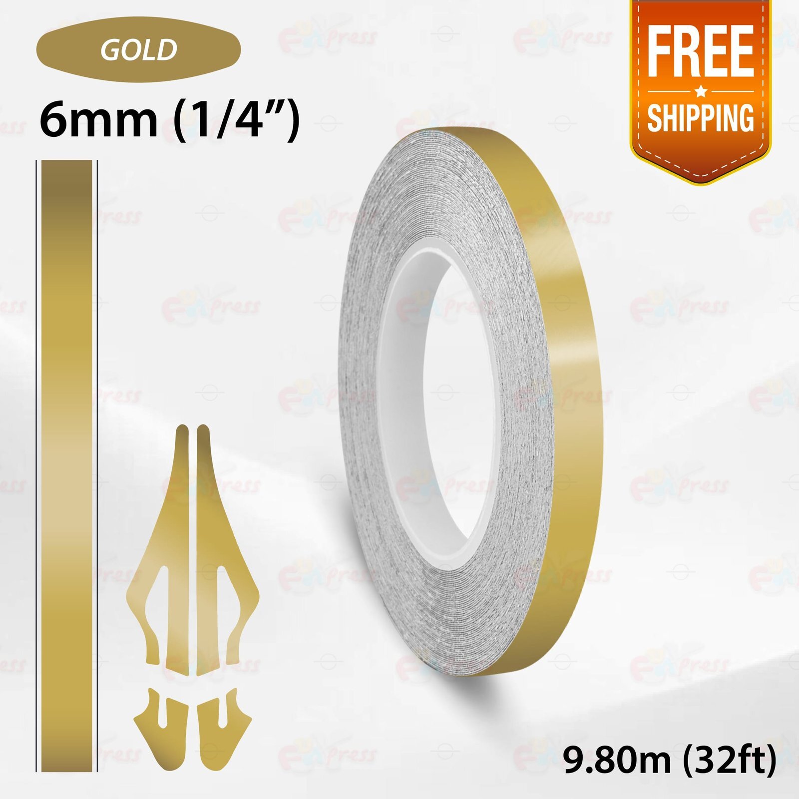 GOLD 1/4″ 6mm Roll PIN STRIPE Car Model Bike Streamline TAPE Decal Vinyl Sticker
