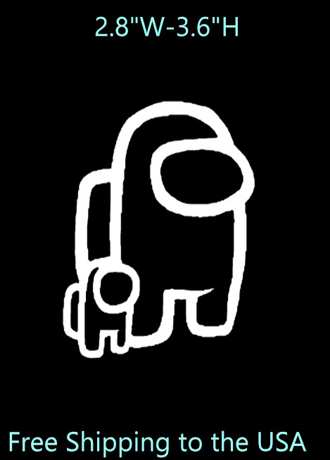 AMONG US CREWMATE W/ KID Vinyl Window Decal Glossy White # AK-1 (2.8″W-3.6″H)