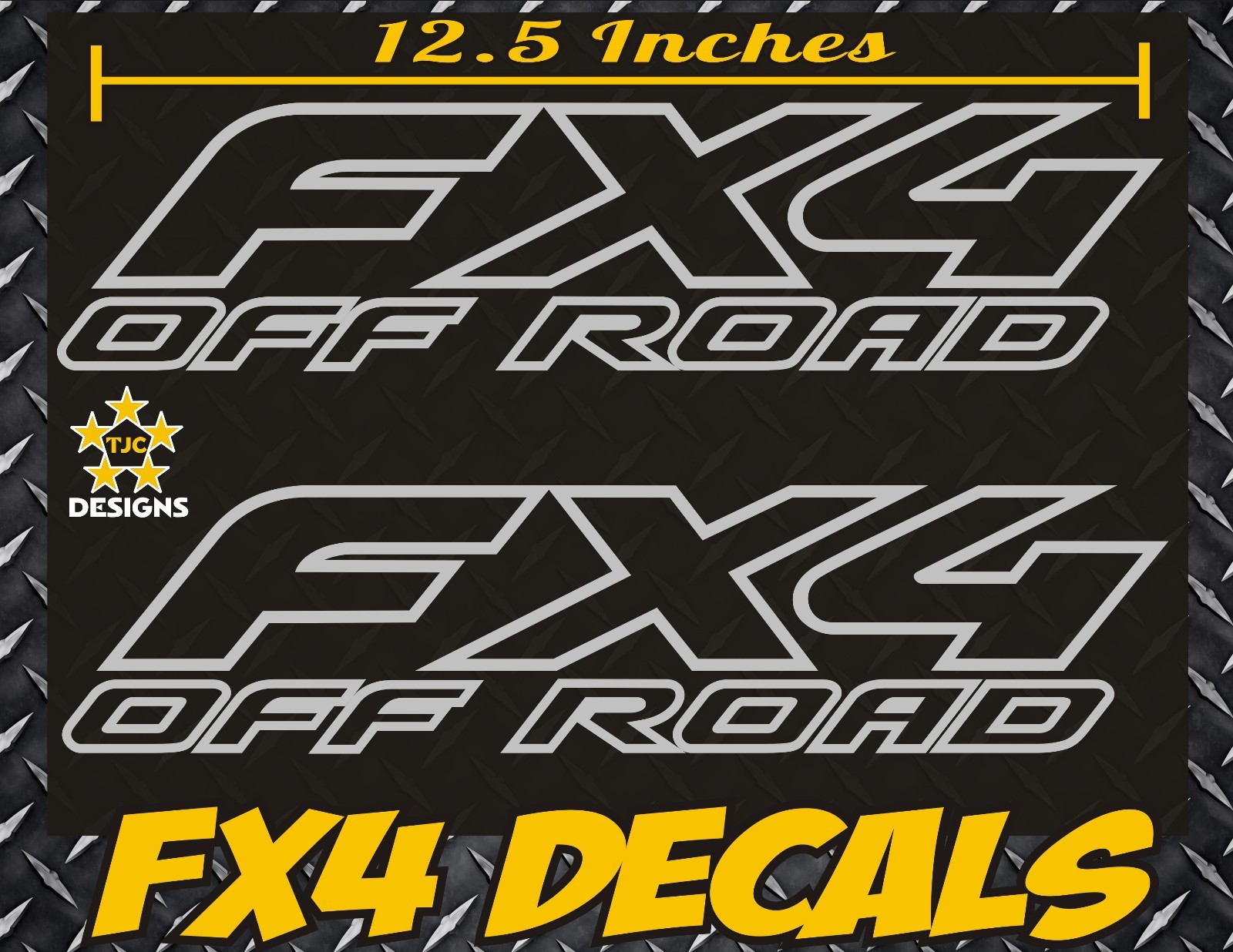 Fx4 OFF ROAD METALLIC SILVER Truck Bed Decal Set for Ford F150 Super Duty Ranger