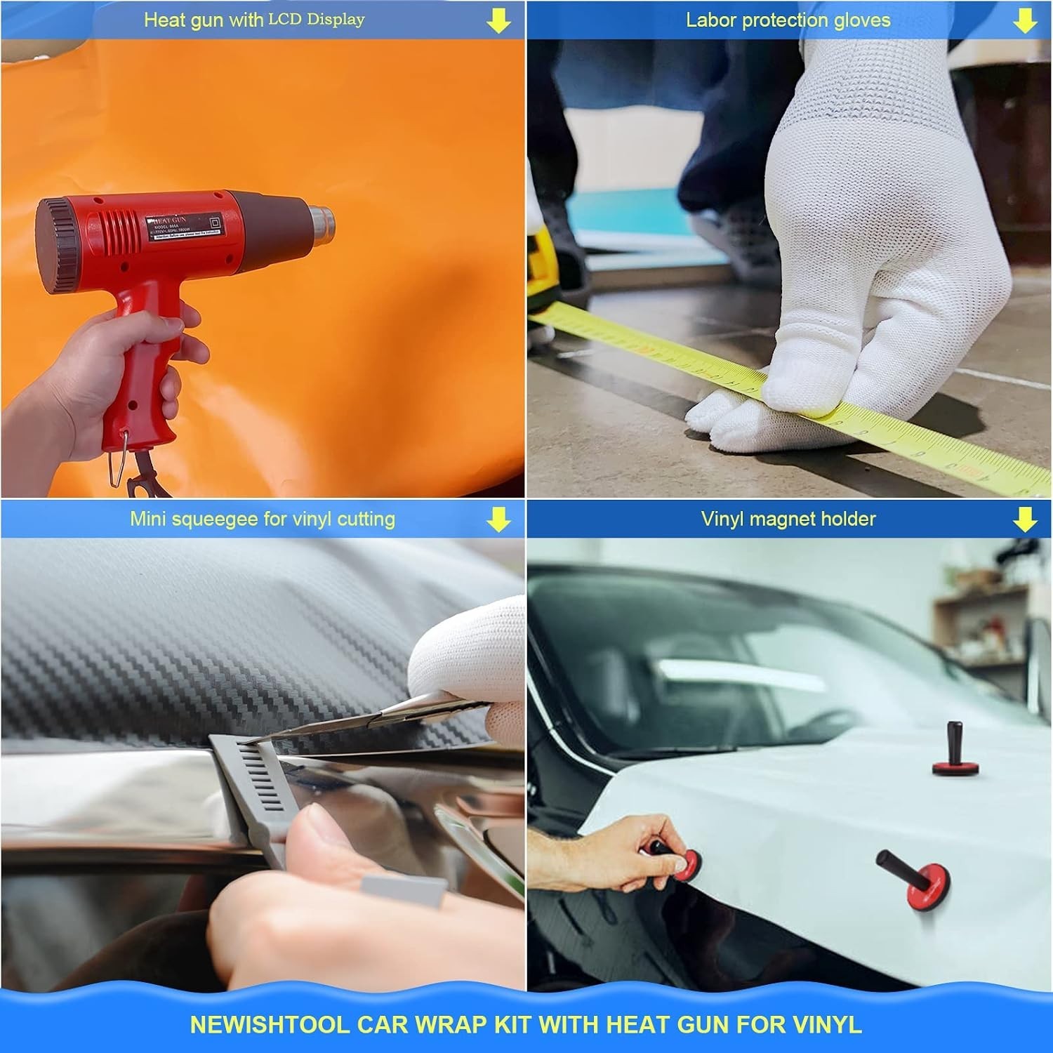Universal Vinyl Wrap Kit with Precision Tools – Heat Gun & Squeegees Included