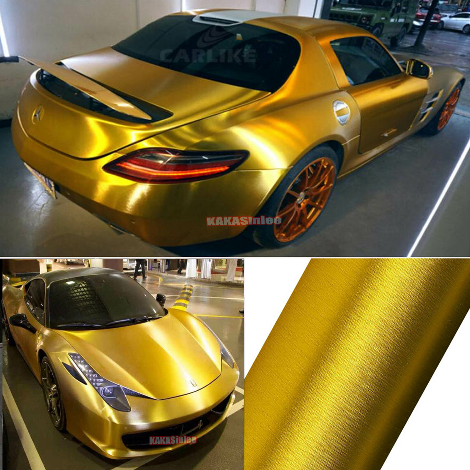 3D Brushed – Steel Texture Metal Satin Chrome Entire Car Vinyl Wrap Sticker AFUS