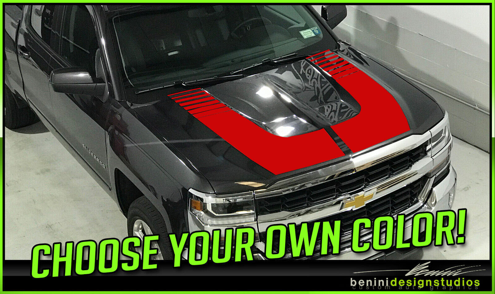 Vinyl Decal Graphics 4 Fits- Chevy Silverado Hood Racing Stripes 2016 2017 2018