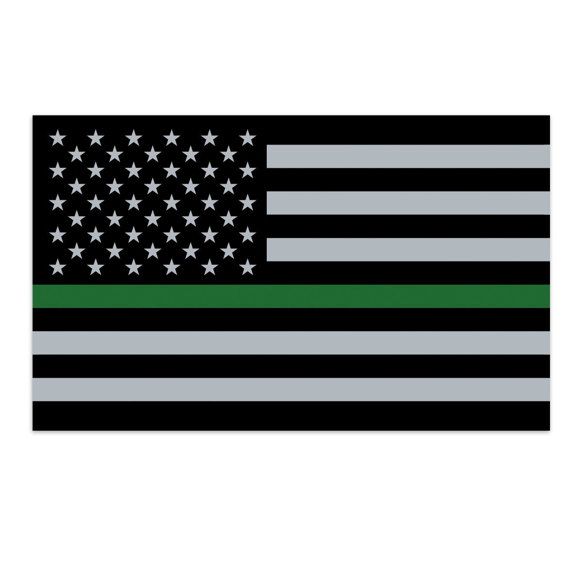 Vinyl Sticker, Thin Green Line Military USA Flag, Patriotic Die-Cut Decal