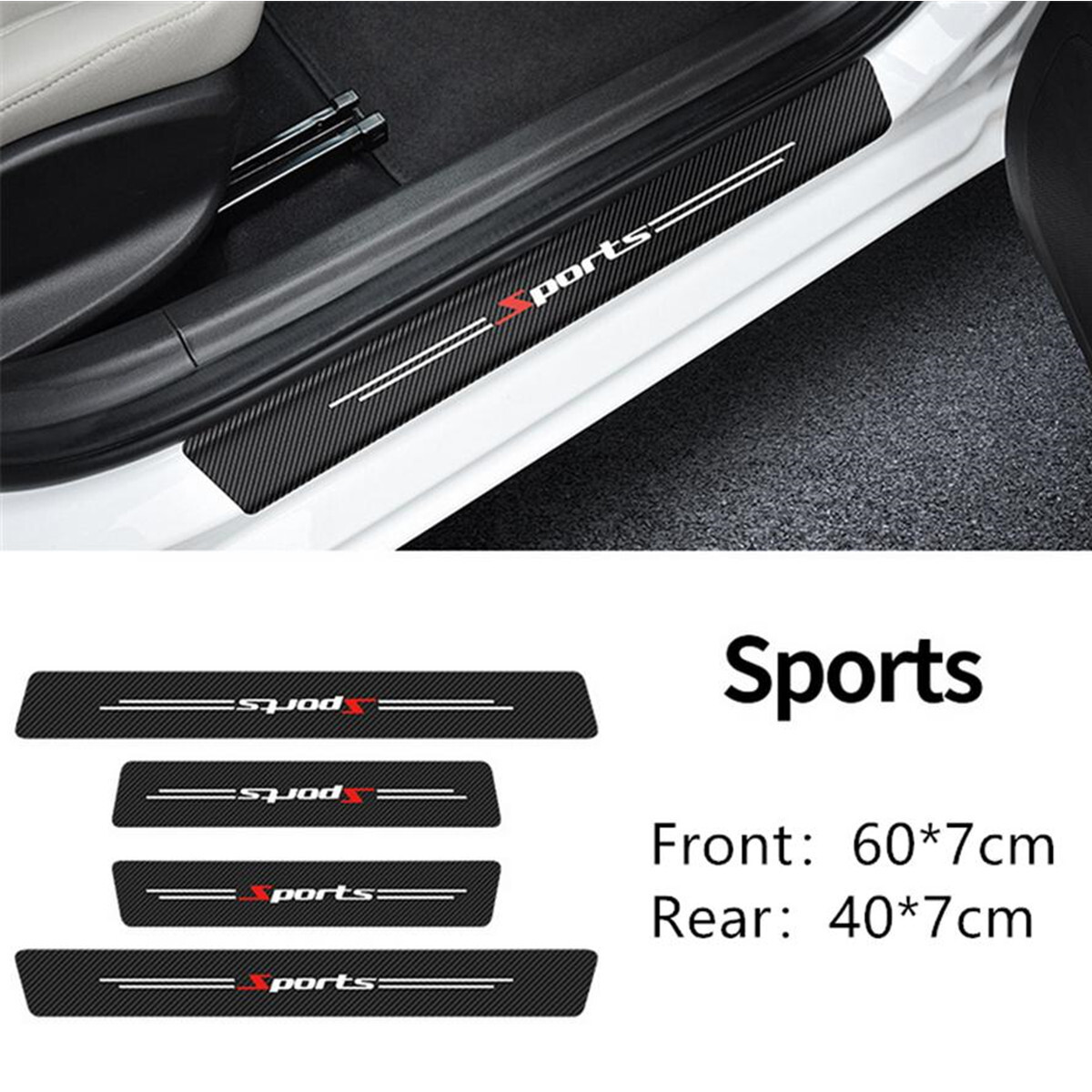 5Pcs Carbon Fiber Protector Film Anti-Scratch Stickers For Car Door Step Sill