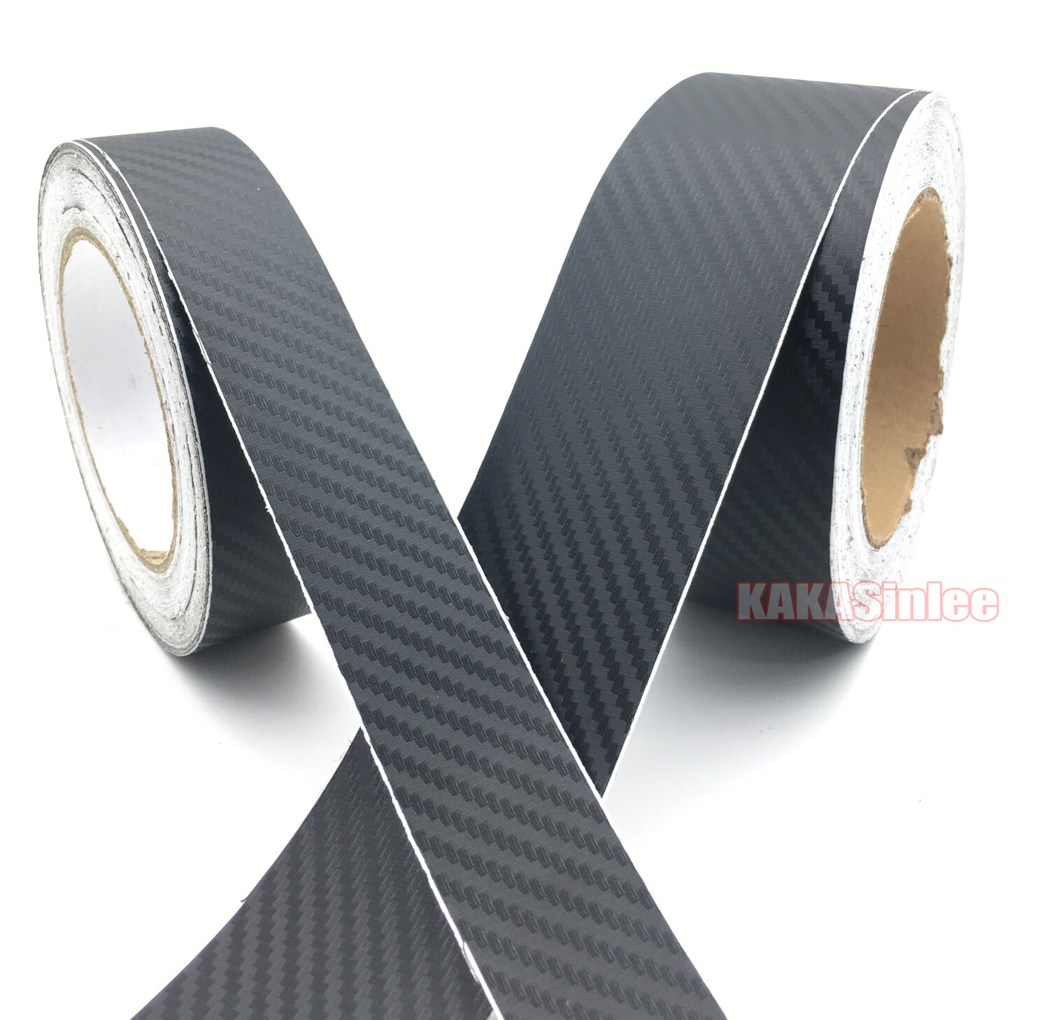 1.2″ W 3D Black / Sheet Car PVC Grain Carbon Fiber Vinyl Tape Wrap Sticker Trim