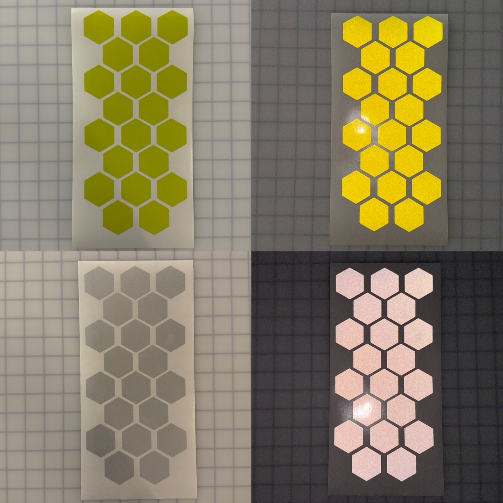 20 Reflective 1.75″ x 1.52″ ELG Hexagons (10 Different Colors) Sticker Decal