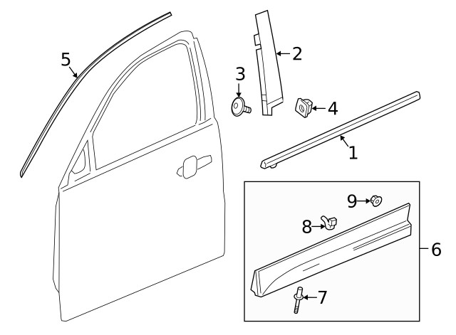 Genuine GM Front Passenger Side Door Window Frame Rear Applique 84963078