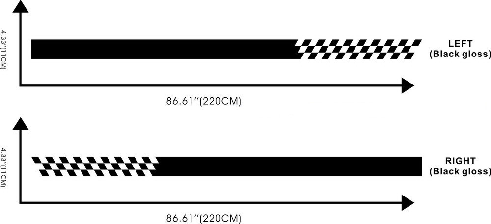 Car Stickers Racing Stripes Flags 86” Vinyl Lower Door Panel Decals ZC1051