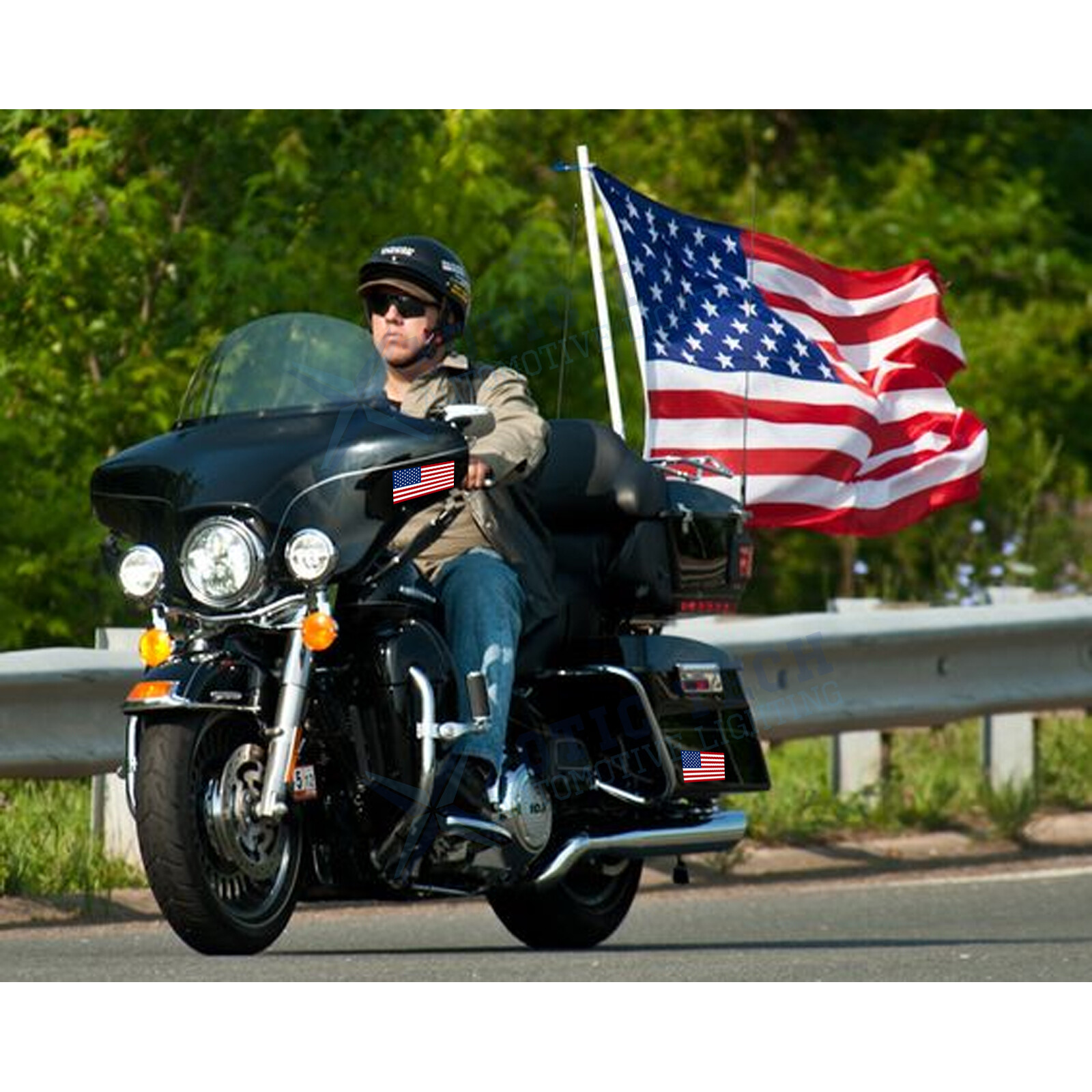 Reflective Glossy Vinyl USA American Flag Thin Line Decal Car Sticker Universal