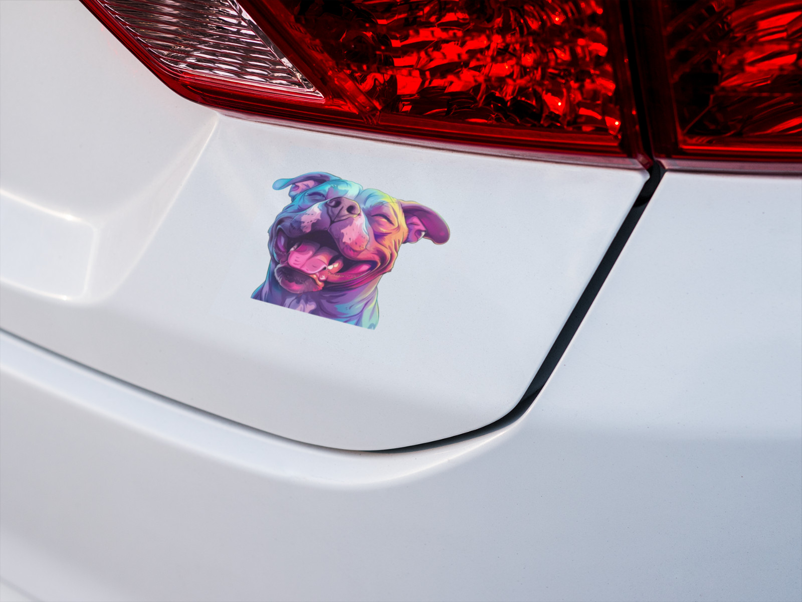 PitBull Car Window Vinyl Decal Graphic Colorfull Smile Dog Laptop Sticker
