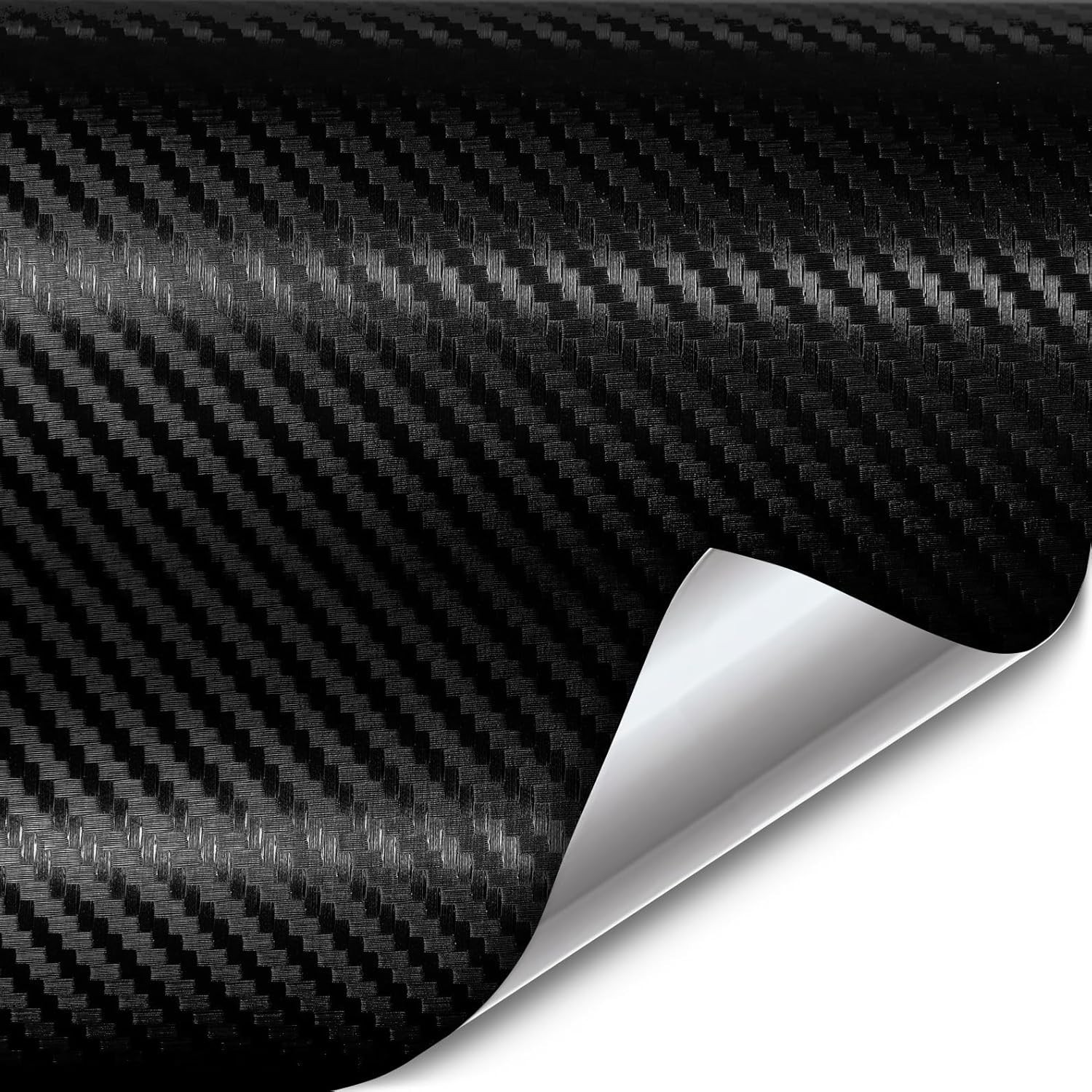 Repositionable Black Carbon Fiber Car Wrap Vinyl – 5ft x 1ft with Heat Fuse Tech