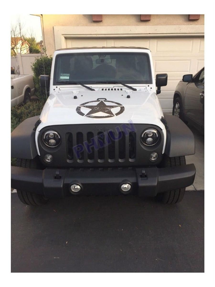 1x Black Car Door Bonnet Hood Sticker Army Military Star Graphic Decal 50 x 50cm